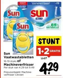 Vomar Voordeelmarkt Sun Vaatwastabletten of Machineverfrisser aanbieding