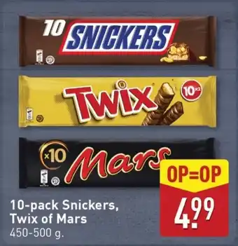 ALDI 10-pack Snickers, Twix of Mars aanbieding