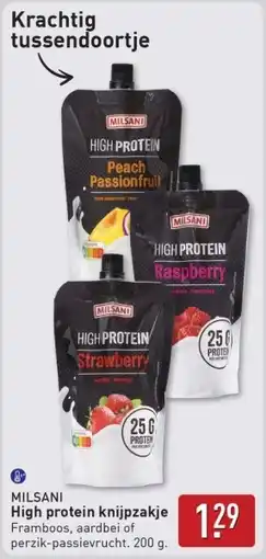 ALDI Milsani High protein knijpzakje aanbieding