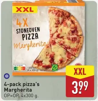 ALDI 4-pack pizza's Margherita XXL aanbieding