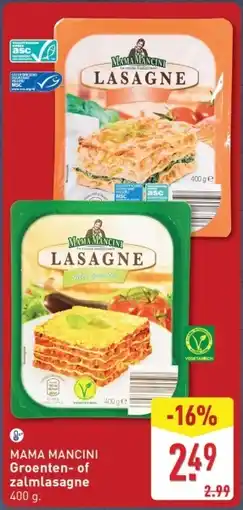 ALDI Mama mancini groenten of zalmlasagne aanbieding
