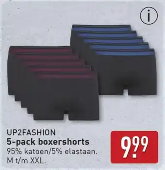 ALDI UP2FASHION 5-pack boxershorts aanbieding