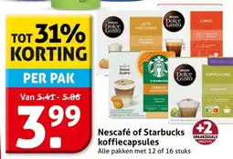 Hoogvliet Nescafé of Starbucks koffiecapsules aanbieding