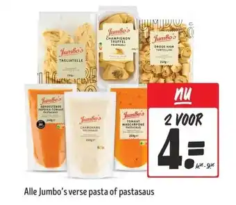 Jumbo Alle Jumbo's verse pasta of pastasaus aanbieding
