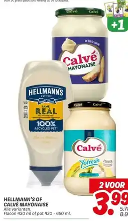 Dekamarkt HELLMANN'S OF CALVÉ MAYONAISE aanbieding