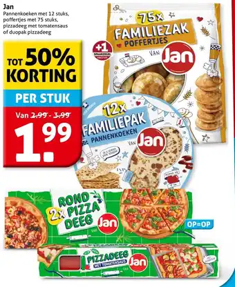 Hoogvliet Pannenkoeken met 12 stuks, poffertjes met 75 stuks, pizzadeeg met tomatensaus of duopak pizzadeeg aanbieding
