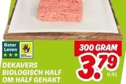 Dekamarkt DEKAVERS BIOLOGISCH HALF OM HALF GEHAKT aanbieding