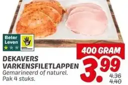 Dekamarkt DEKAVERS VARKENSFILETLAPPEN aanbieding