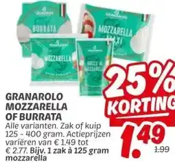 Dekamarkt GRANAROLO MOZZARELLA OF BURRATA aanbieding