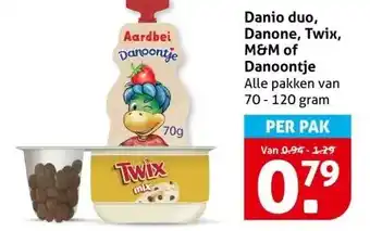 Hoogvliet Danio duo, Danone, Twix, M&M of Danoontje aanbieding