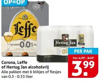 Hoogvliet Corona, Leffe of Hertog Jan alcoholvrij aanbieding