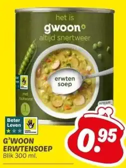 Dekamarkt G'WOON ERWTENSOEP aanbieding