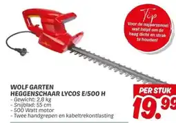 Dekamarkt WOLF GARTEN HEGGENSCHAAR LYCOS E/500 H aanbieding