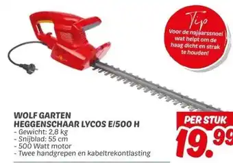 Dekamarkt WOLF GARTEN HEGGENSCHAAR LYCOS E/500 H aanbieding