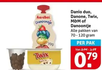 Hoogvliet Danio duo, Danone, Twix, Danoontje aanbieding