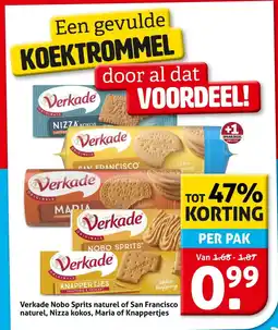 Hoogvliet Verkade Nobo Sprits naturel of San Francisco naturel, Nizza kokos, Maria of Knappertjes aanbieding