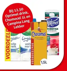 Hoogvliet Optimel drink, Chomocel 1L en Campina Lang Lekker aanbieding