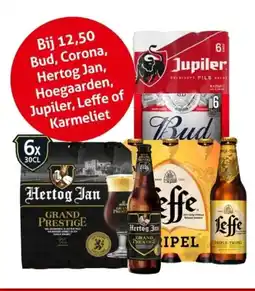 Hoogvliet Bud, Corona, Hertog Jan, Hoegaarden, Jupiler, Leffe of Karmeliet aanbieding