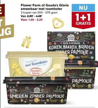 Hoogvliet Flower Farm of Gouda's Glorie smeerbaar met roomboter 2*200-375g aanbieding