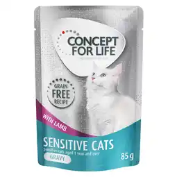 Zooplus Voordeelpakket Concept for Life graanvrij 48 x 85 g Kattenvoer - Sensitive Cats Lam in Saus aanbieding