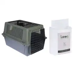 Zooplus TIAKI Transportbox Verde - Spaar set: Transportbox L + 15 x kooa reis puppy onderlegger met geur aanbieding