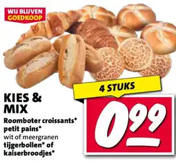 Nettorama Kies & mix Roomboter croissants petit pains tijgerbollen of kaiserbroodjes aanbieding