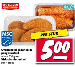 Nettorama Ovenschotel gepaneerde pangasiusfilet Viskrokantschnitzel aanbieding