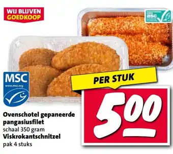 Nettorama Ovenschotel gepaneerde pangasiusfilet Viskrokantschnitzel aanbieding