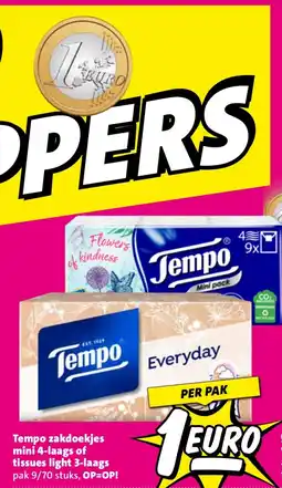 Nettorama Tempo zakdoekjes mini 4 laags of tissues light 3 laags aanbieding