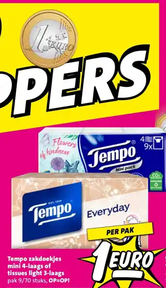 Nettorama Tempo zakdoekjes mini 4 laags of tissues light 3 laags aanbieding