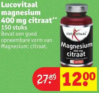 Kruidvat Lucovitaal magnesium 400 mg citraat" 150 stuks aanbieding