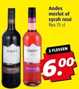 Boni Andes merlot of syrah rosé aanbieding