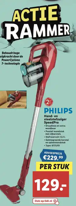 Lidl PHILIPS Hand- en steelstofzuiger SpeedPro aanbieding