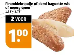 Poiesz Piramidebroodje of demi baguette wit of meergranen aanbieding