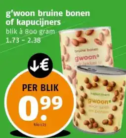 Poiesz G'woon bruine bonen of kapucijners aanbieding