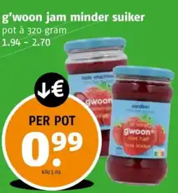 Poiesz G'woon jam minder suiker aanbieding