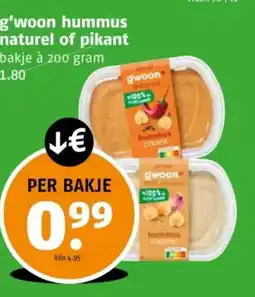 Poiesz G'woon hummus naturel of pikant aanbieding