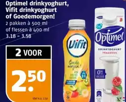 Poiesz Optimel drinkyoghurt, Vifit drinkyoghurt of Goedemorgen! aanbieding