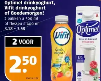 Poiesz Optimel drinkyoghurt, Vifit drinkyoghurt of Goedemorgen! aanbieding