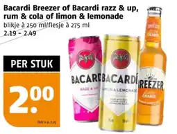 Poiesz Bacardi Breezer of Bacardi razz & up, rum & cola of limon & lemonade aanbieding