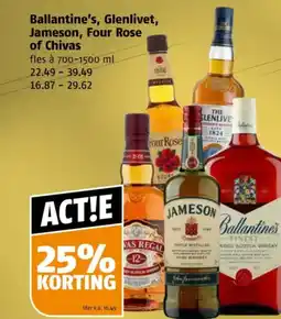 Poiesz Ballantine's, Glenlivet, Jameson, Four Rose of Chivas aanbieding