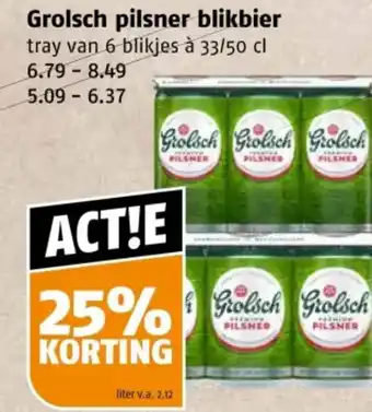 Poiesz Grolsch pilsner blikbier aanbieding
