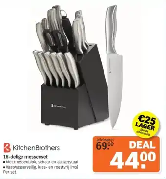 Albert Heijn KitchenBrothers 16-delige messenset aanbieding