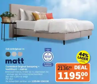 Albert Heijn Combideal Original boxspring + hoofdbord + matras aanbieding