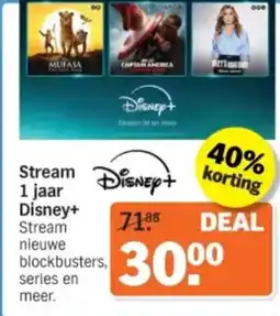 Albert Heijn Stream 1 jaar Disney+ aanbieding