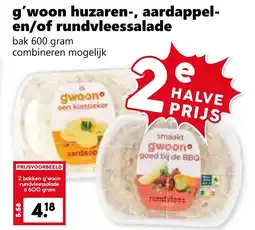 Coop G'woon huzaren, aardappel en of rundvleessalade aanbieding