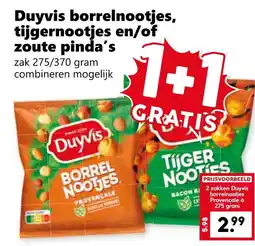 Coop Duyvis borrelnootjes, tijgernootjes en/of zoute pinda's aanbieding