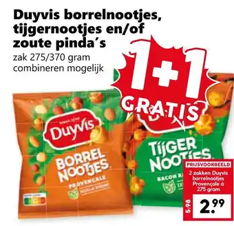Coop Duyvis borrelnootjes, tijgernootjes en/of zoute pinda's aanbieding