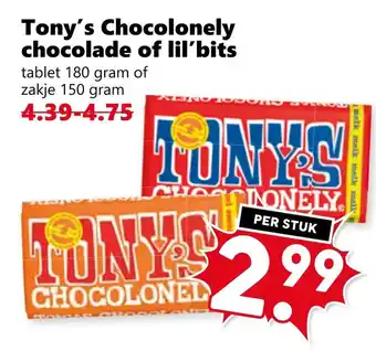 Coop Tony's Chocolonely chocolade of lilʼbits aanbieding