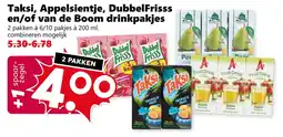 Coop Taksi, Appelsientje, DubbelFrisss en of van de Boom drinkpakjes aanbieding